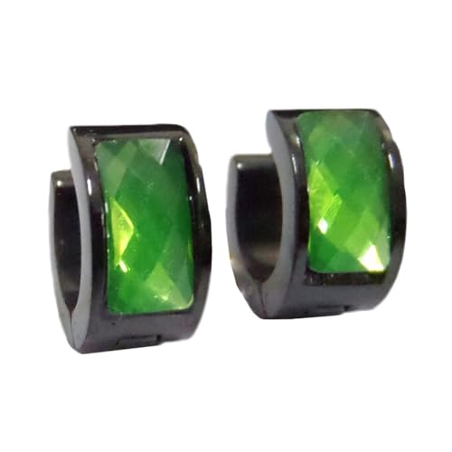 HIJONES Mehrfarbige Schwarz Plattierte Ohrringe für Frauen Reifen Huggie Ohrringe Cubic Zirkonia Leichter Ohrschmuck Hellgrün von HIJONES