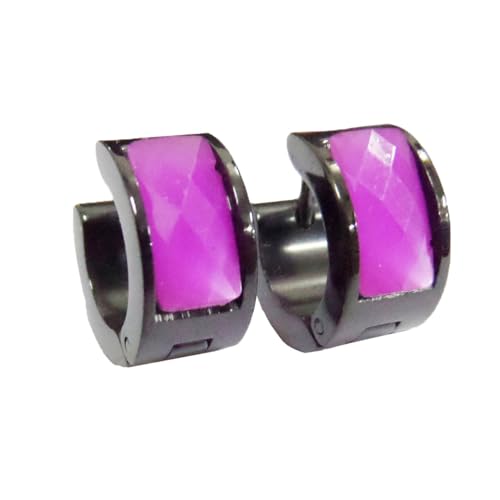 HIJONES Mehrfarbige Schwarz Plattierte Ohrringe für Frauen Reifen Huggie Ohrringe Cubic Zirkonia Leichter Ohrschmuck Lila von HIJONES