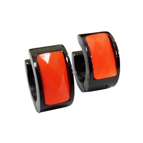 HIJONES Mehrfarbige Schwarz Plattierte Ohrringe für Frauen Reifen Huggie Ohrringe Cubic Zirkonia Leichter Ohrschmuck Orange von HIJONES
