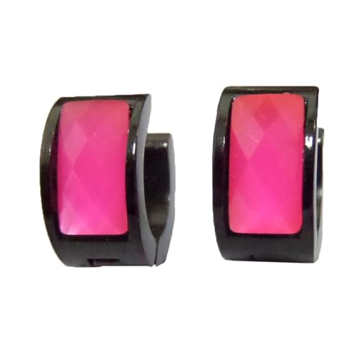 HIJONES Mehrfarbige Schwarz Plattierte Ohrringe für Frauen Reifen Huggie Ohrringe Cubic Zirkonia Leichter Ohrschmuck Rose von HIJONES