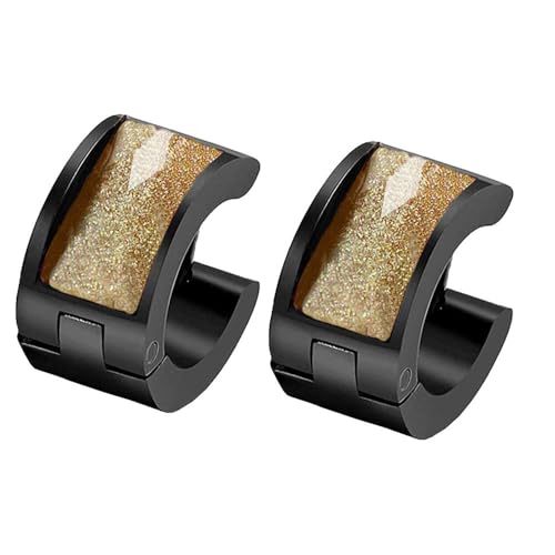 HIJONES Mehrfarbige Schwarz Plattierte Ohrringe für Frauen Reifen Huggie Ohrringe Eleganter Cubic Zirkonia Ohrschmuck Dunkelgelb von HIJONES