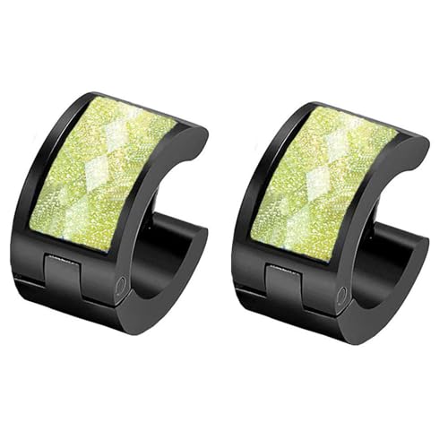 HIJONES Mehrfarbige Schwarz Plattierte Ohrringe für Frauen Reifen Huggie Ohrringe Eleganter Cubic Zirkonia Ohrschmuck Grün von HIJONES