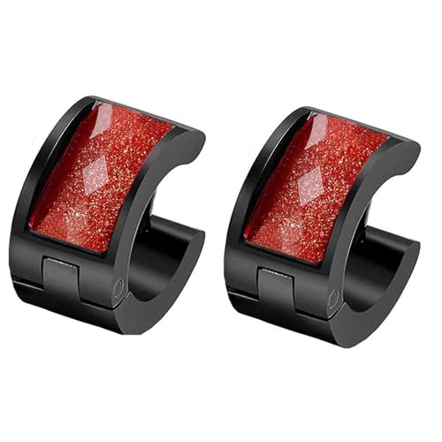 HIJONES Mehrfarbige Schwarz Plattierte Ohrringe für Frauen Reifen Huggie Ohrringe Eleganter Cubic Zirkonia Ohrschmuck Orange von HIJONES