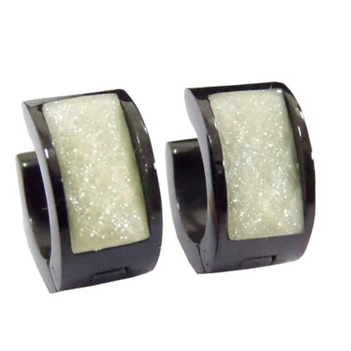 HIJONES Mehrfarbige Schwarz Plattierte Ohrringe für Frauen Reifen Huggie Ohrringe Eleganter Cubic Zirkonia Ohrschmuck Weiß von HIJONES