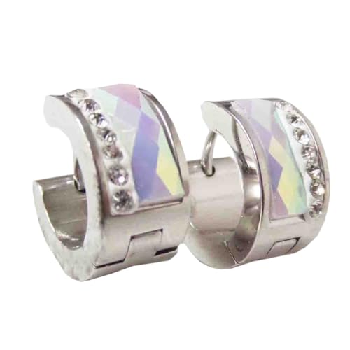 HIJONES Mehrfarbige Versilberte Edelsteinohrringe für Frauen Reifen Huggie Ohrringe Eleganter Zirkonia Ohrschmuck Bunt von HIJONES
