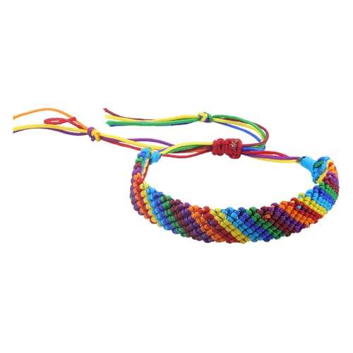 HIJONES Mehrfarbiges Regenbogen Geflochtenes Armband für Frauen Männer Verstellbares Leichtes Stapelbares Armband Kettenschmuck Stil 1 von HIJONES