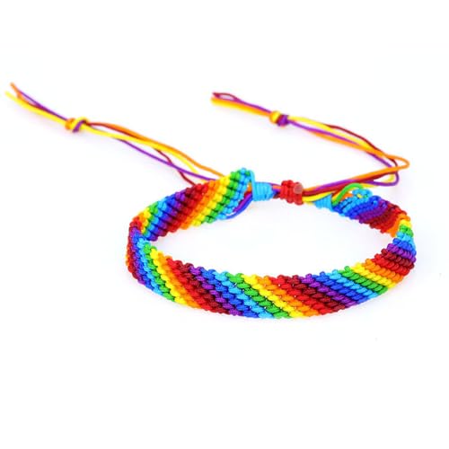 HIJONES Mehrfarbiges Regenbogen Geflochtenes Armband für Frauen Männer Verstellbares Leichtes Stapelbares Armband Kettenschmuck Stil 2 von HIJONES