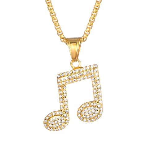 HIJONES Music Note Halskette für Herren Damen Edelstahl Stapelbarer Anhänger Schmuckkette Gold von HIJONES