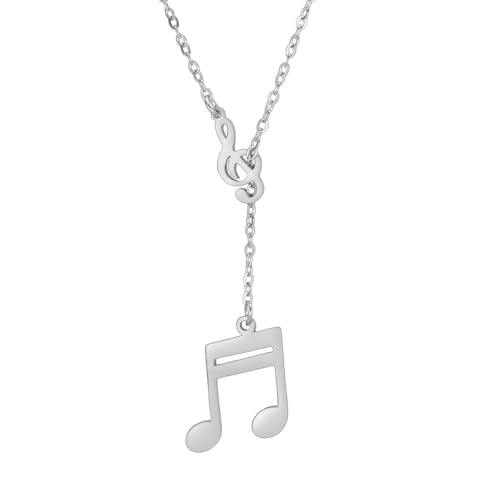 HIJONES Musiknote Halskette für Frauen Edelstahl Vintage Hip Hop Musik Anhänger Schmuckkette Silber von HIJONES