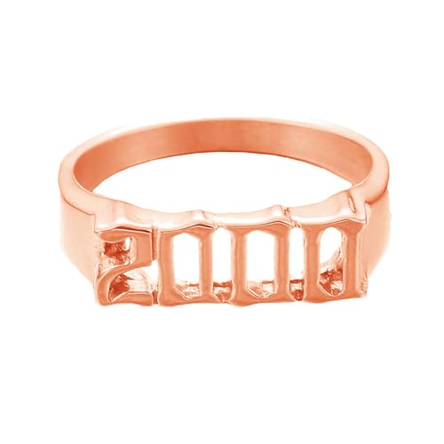 HIJONES Retro 2000 Hohlring Polierter Edelstah Personalisierbarer Unisex Hip-Hop Schmuck Rotgold Größe 65 (20.7) von HIJONES