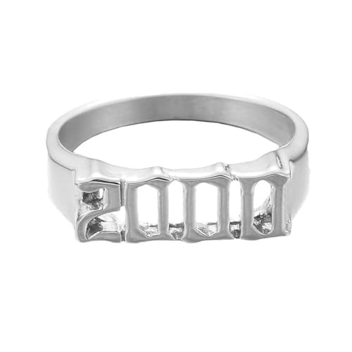 HIJONES Retro 2000 Hohlring Polierter Edelstah Personalisierbarer Unisex Hip-Hop Schmuck Silber Größe 65 (20.7) von HIJONES
