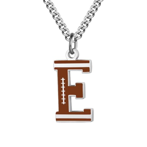 HIJONES Rugby Design 26 Buchstaben Anhänger Kette für Damen und Herren Edelstahl Personalisierter Schmuck mit Initialen E von HIJONES