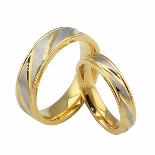HIJONES Schmuck Damen Edelstahl 18k Gold Geflochtene Köperl Versprechen Hochzeit Ring Größe 50 (15.9) von HIJONES