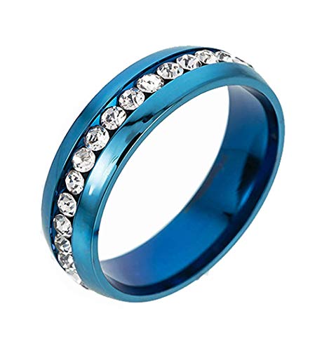HIJONES Schmuck Damen Edelstahl Einreihig Diamant Ring Größe 52 (16.6) (Blau) von HIJONES