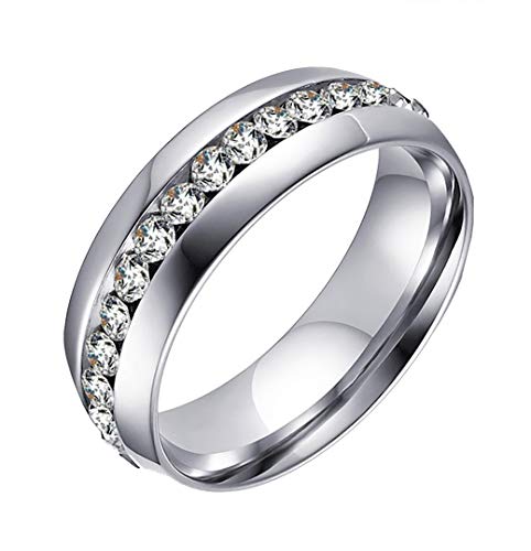 HIJONES Schmuck Damen Edelstahl Einreihig Diamant Ring Größe 54 (17.2) (Silber) von HIJONES