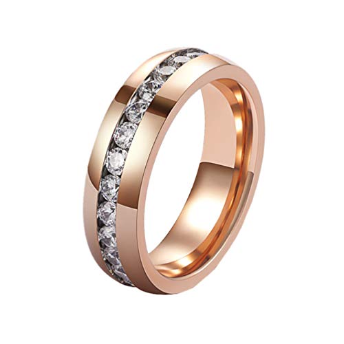 HIJONES Schmuck Damen Edelstahl Einreihig Diamant Ring Größe 57 (18.1) (Rosé Gold) von HIJONES