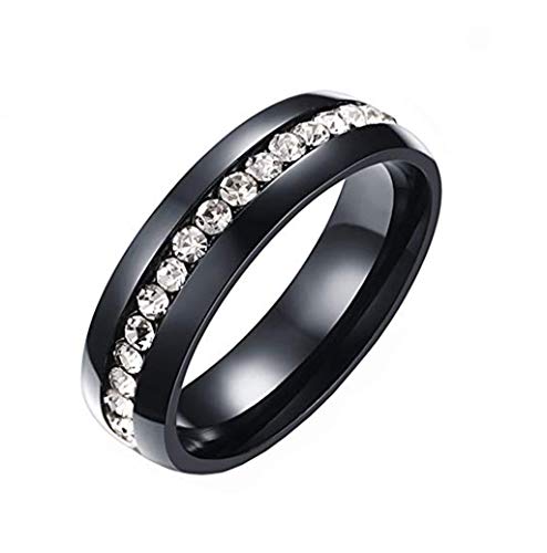 HIJONES Schmuck Damen Edelstahl Einreihig Diamant Ring Größe 57 (18.1) (Schwarz) von HIJONES