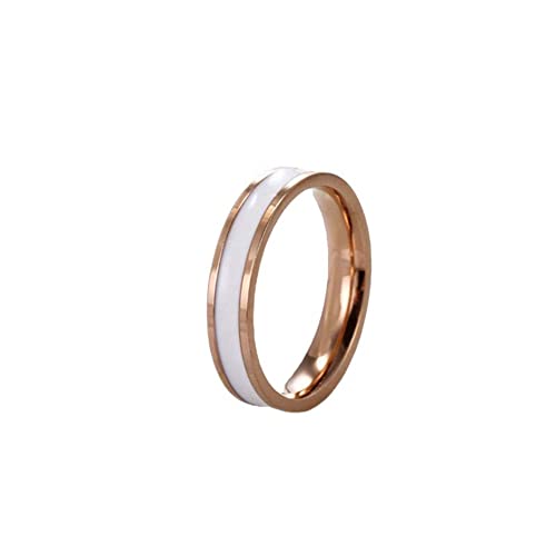 HIJONES Schmuck Damen Edelstahl Paare Versprechen Ring Rosé Gold Weiß Größe 60 von HIJONES