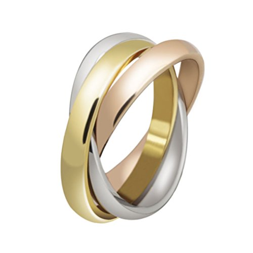 HIJONES Schmuck Damen für Immer Liebes Series Stilvolle Trizyklische Tricolor Ring (Rose Gold, 47 (15.0)) von HIJONES