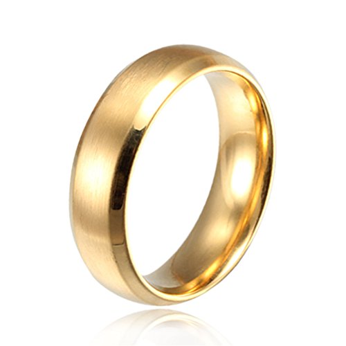 HIJONES Schmuck Herren Damen Einfache Stil Edelstahl Versprechen Trauringe Ringe Gold Größe 70 (22.3) von HIJONES