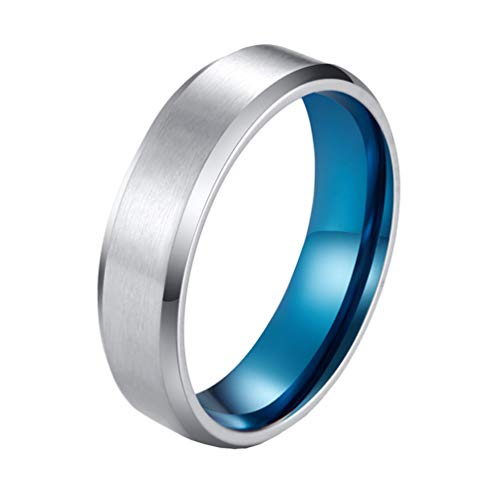 HIJONES Schmuck Herren Damen Einfache Stil Edelstahl Versprechen Trauringe Ringe Silber Blau Größe 60 von HIJONES