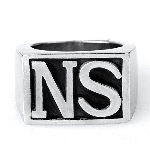 HIJONES Schmuck Herren Edelstahl Biker Ringe, NS, Weinlese, Silber und Schwarz, Größe 66 (21.0) von HIJONES