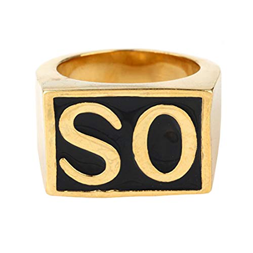 HIJONES Schmuck Herren Edelstahl Biker Ringe, SO, Weinlese, Gold und Schwarz, Größe 66 (21.0) von HIJONES