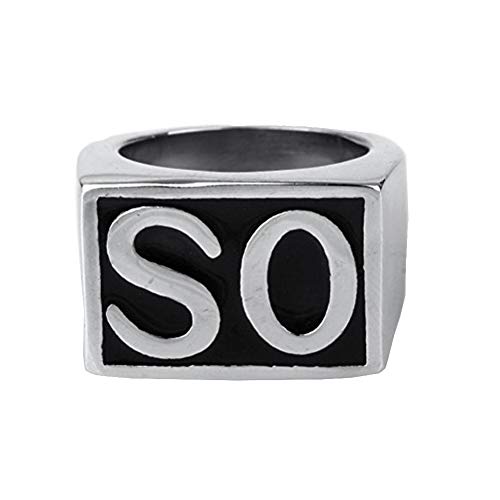 HIJONES Schmuck Herren Edelstahl Biker Ringe, SO, Weinlese, Silber und Schwarz, Größe 62 (19.7) von HIJONES