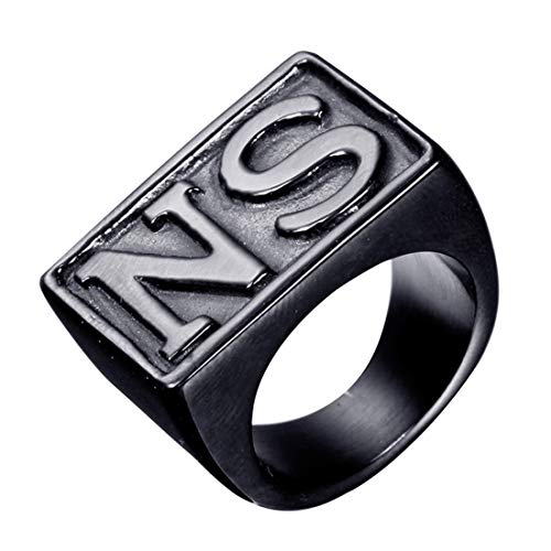 HIJONES Schmuck Herren Edelstahl Biker Ringe NS Weinlese Schwarz Größe 54 (17.2) von HIJONES