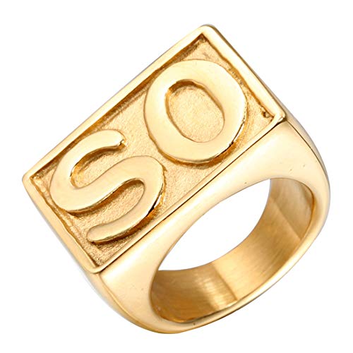 HIJONES Schmuck Herren Edelstahl Biker Ringe SO Weinlese Gold Größe 70 (22.3) von HIJONES