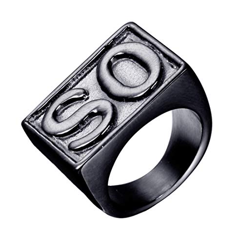 HIJONES Schmuck Herren Edelstahl Biker Ringe SO Weinlese Schwarz Größe 54 (17.2) von HIJONES