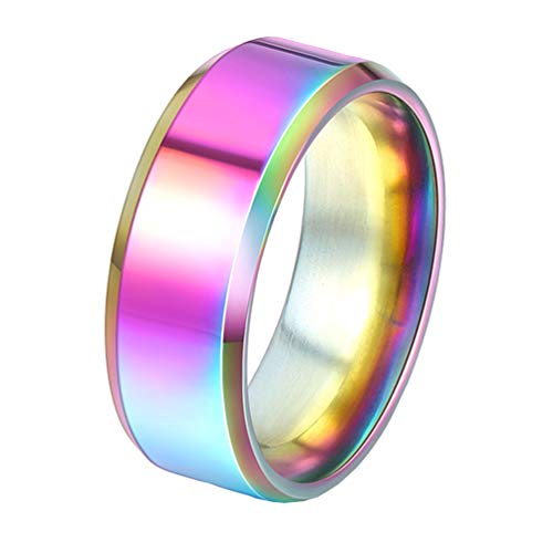 HIJONES Schmuck Herren Einfache Stil Edelstahl Ring Regenbogen Größe 57 von HIJONES