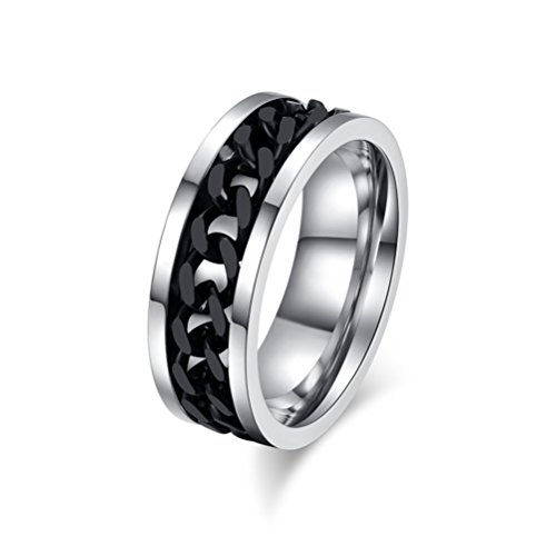 HIJONES Schmuck Herren European Stil Drehbare Kette Edelstahl Ring Größe 60 (19.1) (Schwarz) von HIJONES