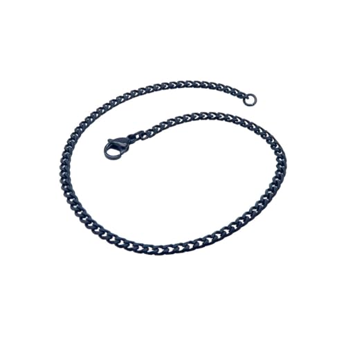 HIJONES Stapelbare Edelstahlkette Halskette für Herren Damen Geschichteter Hip Hop Schmuck 2mm Schwarz 70cm von HIJONES