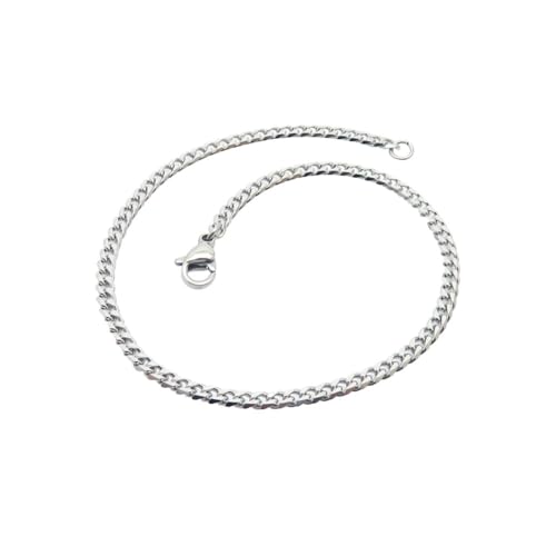 HIJONES Stapelbare Edelstahlkette Halskette für Herren Damen Geschichteter Hip Hop Schmuck 2mm Silber 55cm von HIJONES