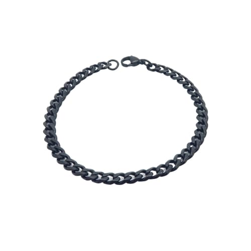 HIJONES Stapelbare Edelstahlkette Halskette für Herren Damen Geschichteter Hip Hop Schmuck 6mm Schwarz 55cm von HIJONES
