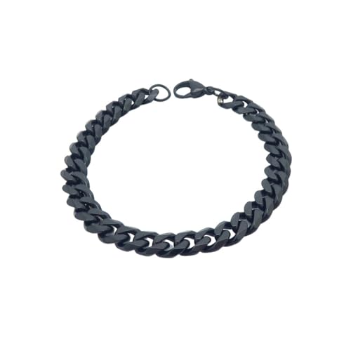 HIJONES Stapelbare Edelstahlkette Halskette für Herren Damen Geschichteter Hip Hop Schmuck 7mm Schwarz 45cm von HIJONES