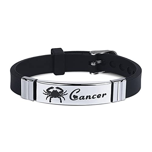 HIJONES Sternzeichen Konstellation Armband für Männer Frauen Edelstahl Silikon Horoskop Armband Armbänder Schwarz Krebs von HIJONES