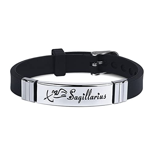 HIJONES Sternzeichen Konstellation Armband für Männer Frauen Edelstahl Silikon Horoskop Armband Armbänder Schwarz Schütze von HIJONES