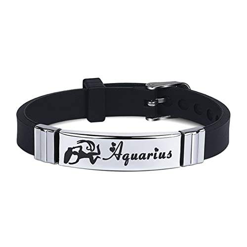 HIJONES Sternzeichen Konstellation Armband für Männer Frauen Edelstahl Silikon Horoskop Armband Armbänder Schwarz Wassermann HIJONES Sternzeichen Konstellation Armband für Männer Frauen Edelstahl Silikon Horoskop Armband Armbänder Schwarz Wassermann von HIJONES