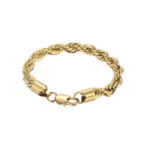 HIJONES Twist Seil Edelstahlkette für Herren Damen Layered Handgelenk Kette Schmuck 8mm Gold 20cm HIJONES Twist Seil Edelstahlkette für Herren Damen Layered Handgelenk Kette Schmuck 8mm Gold 20cm von HIJONES