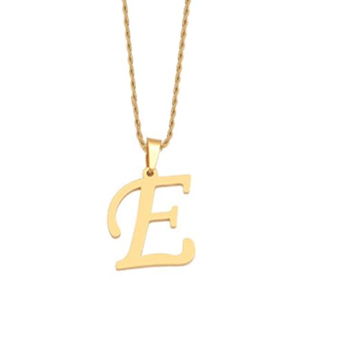 HIJONES Unisex Edelstahl Initial A-Z Buchstaben Twist Seil Kettenhalskette Mit Vergoldetem Anhänger E von HIJONES