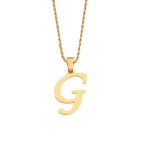 HIJONES Unisex Edelstahl Initial A-Z Buchstaben Twist Seil Kettenhalskette Mit Vergoldetem Anhänger G von HIJONES