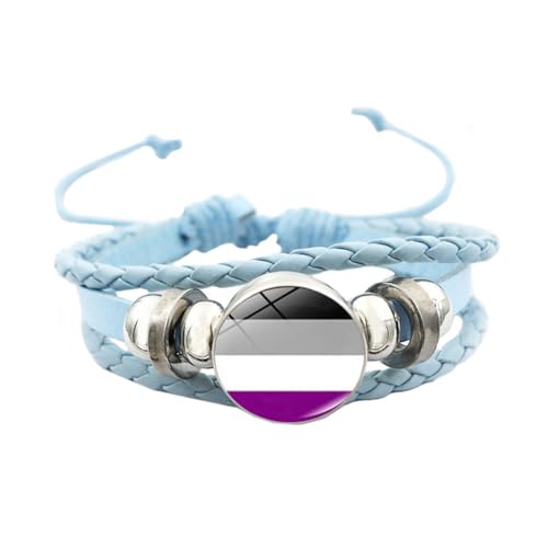 HIJONES Unisex Edelstahl Regenbogen LGBT Stolzflagge Armband Handgemacht PU Leder Geflochtenes Wickelarmband Armband Schmuck Blau Stil 11 von HIJONES