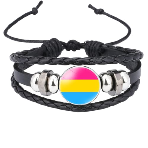 HIJONES Unisex Edelstahl Regenbogen LGBT Stolzflagge Armband Handgemacht PU Leder Geflochtenes Wickelarmband Armband Schmuck Schwarz Stil 3 von HIJONES