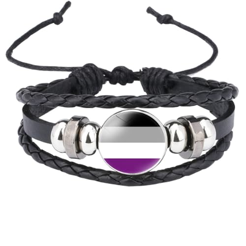 HIJONES Unisex Edelstahl Regenbogen LGBT Stolzflagge Armband Handgemacht PU Leder Geflochtenes Wickelarmband Armband Schmuck Schwarz Stil 5 von HIJONES