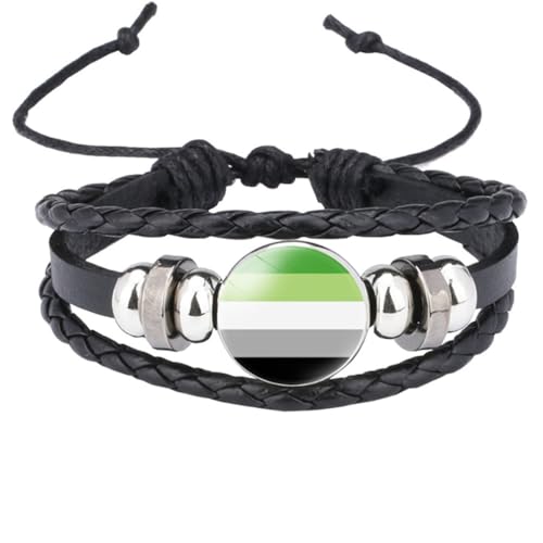 HIJONES Unisex Edelstahl Regenbogen LGBT Stolzflagge Armband Handgemacht PU Leder Geflochtenes Wickelarmband Armband Schmuck Schwarz Stil 7 von HIJONES