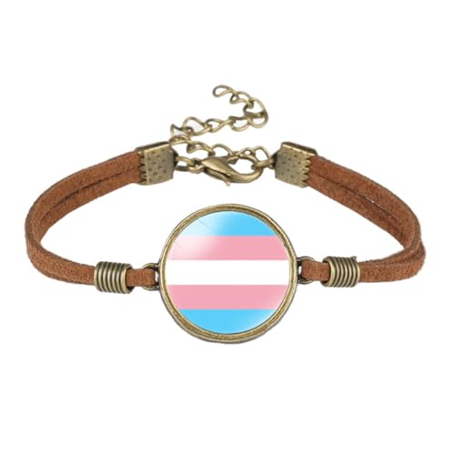 HIJONES Unisex Edelstahl Trendy Regenbogenflaggenarmband Verstellbar Gay LGBT Pride PU Leder Hand SchmuckStil 10 von HIJONES