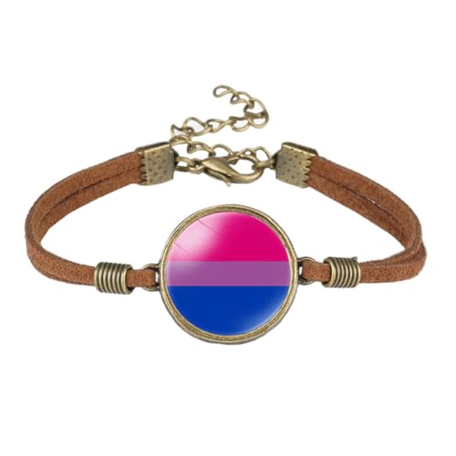HIJONES Unisex Edelstahl Trendy Regenbogenflaggenarmband Verstellbar Gay LGBT Pride PU Leder Hand SchmuckStil 2 von HIJONES