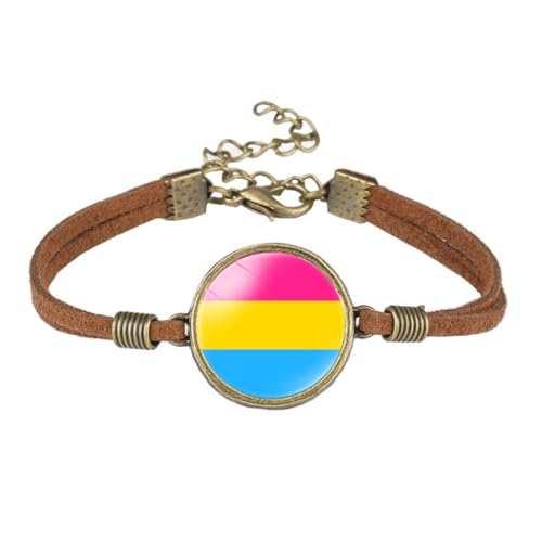 HIJONES Unisex Edelstahl Trendy Regenbogenflaggenarmband Verstellbar Gay LGBT Pride PU Leder Hand SchmuckStil 3 von HIJONES
